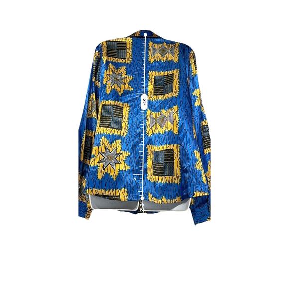 Tribalbyn Zambia African Print Blue Gold Matching Two Piece Set Size L New - Picture 8 of 16